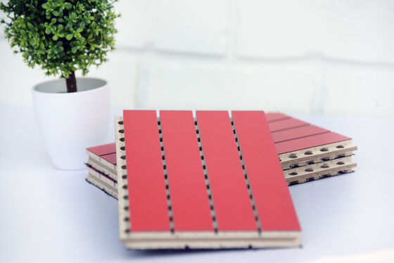 Fireproof Groove Wood Acoustic Wall Panel 3D Wall Panel MDF Melamine Board