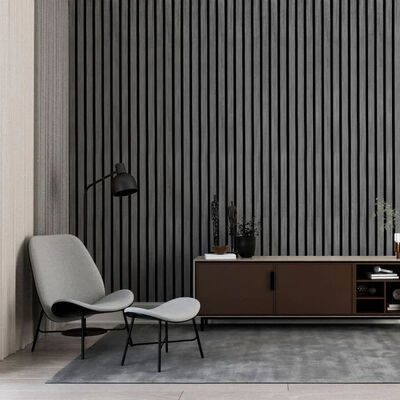 Black Noise Reduction Acoustic Slat Wood Panels Durable 3D Wall Panel For Home Decor