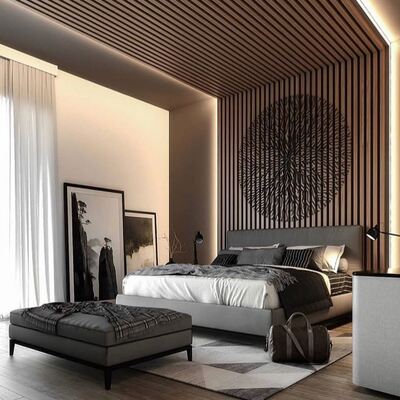Eco Friendly Acoustic Slat Wood Panel MDF Acoustic Wood Slat Ceiling Panels