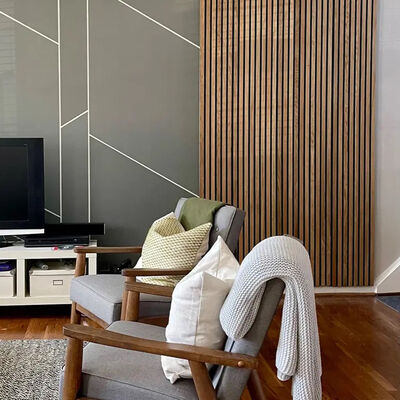 Acoustic Wall Wood Veneer Slat Panels Fireproof Soundproof For Room Decor