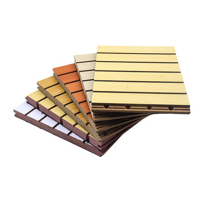 Acoustic Grooved Wood Wall And Ceiling Panels MDF Decorative Home Soundproofing Panels