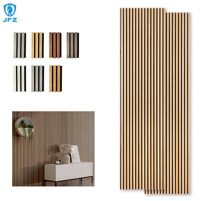 White Acoustic Slat Wood Panel Fireproof Akupanel MDF Wood Veneer Acoustic Panels
