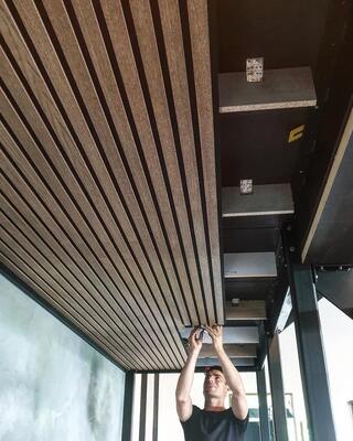 Walnut Wood Acoustic Ceiling Panel MDF Akupanel for Room Decor