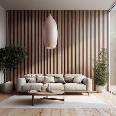 Nature Acoustic Slat Wood Panel Interior Decorative Sound Absorption Panel For Hall