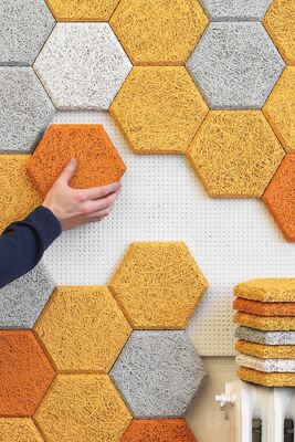 Hexagon Wood Wool Acoustic Panel Natural Cement Board For Stadium