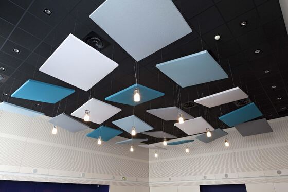 Eco Friendly Fiberglass Acoustic Natural Wood Veneer Ceiling Panels